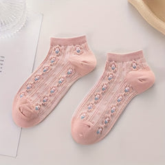 5 Pairs Flower Pattern Socks Low Cut Ankle Socks Women's Stockings