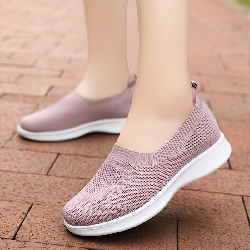 Women's Casual Sock Shoes Solid Breathable Low Top Slip On Shoes