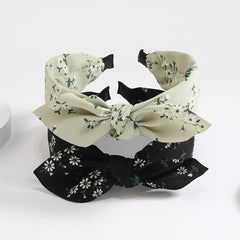 Fabric Floral Print Wide Bowknot Hairband Boho Retro Headband Hair Accessories