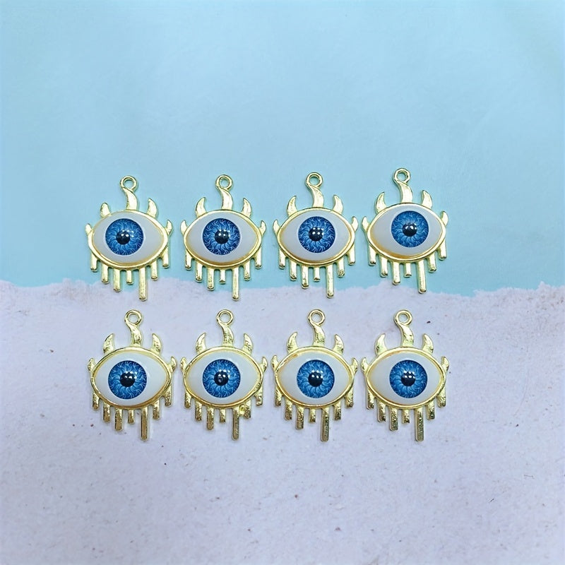 24mm Golden Evil Eyes Flame Pendant DIY Necklace
