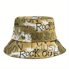 Tie Dye Letter Graffiti Print Bucket Hat Hip Hop Fisherman Cap