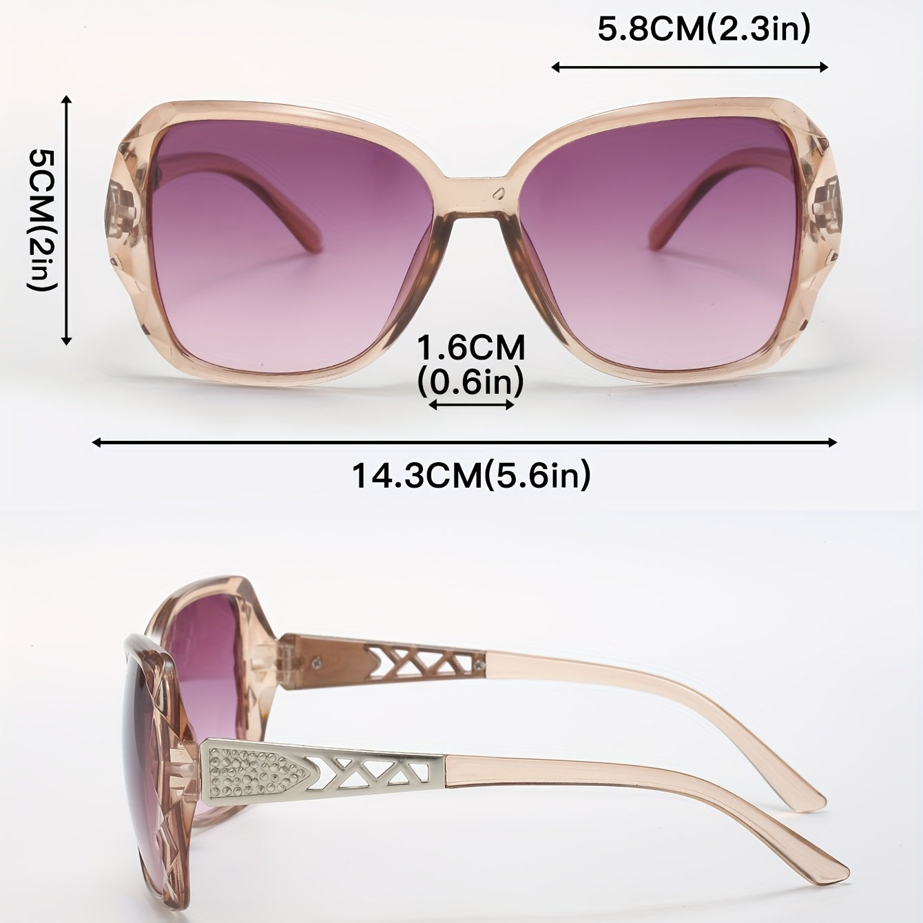 3 Pairs Large Square Sunglasses UV400 Sun Shades For Beach Travel
