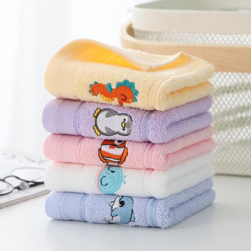 5pcs Cartoon Animal Baby Face Towel Soft Absorbent Household Bath Towel
