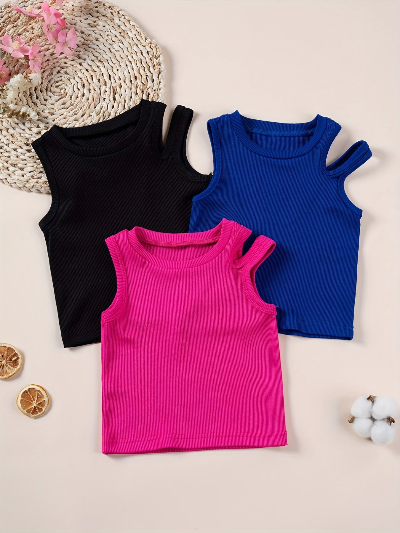 3pcs Baby Girls Summer Strapless Sleeveless T shirt Crop Tops