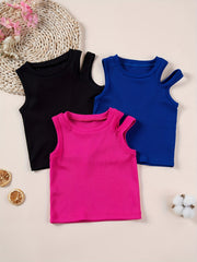 3pcs Baby Girls Summer Strapless Sleeveless T shirt Crop Tops