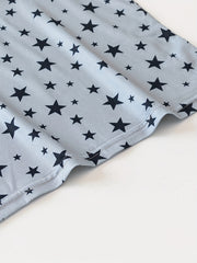 Star Print Pajama Set Crew Neck Cami Top & Elastic Waistband Shorts
