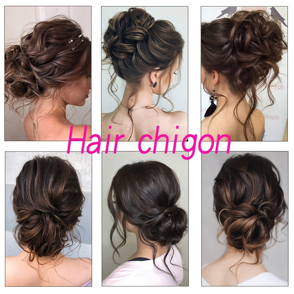 Women's Curly Hair Bun Chignon for Wedding Daily Use