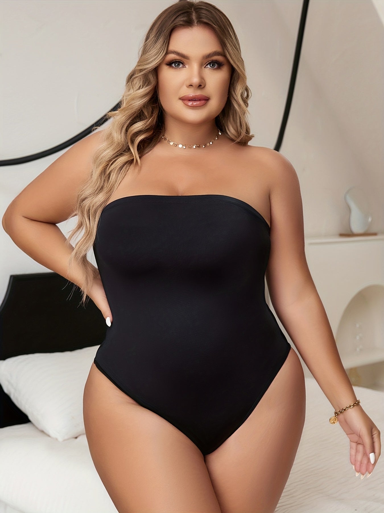  Seamless Tummy Control Strapless Jumpsuit Body Shaper