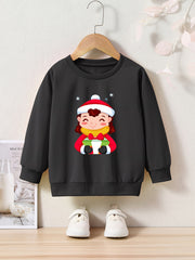 Christmas Girl Graphic Crew Neck Long Sleeve Sweatshirt Kids Clothes