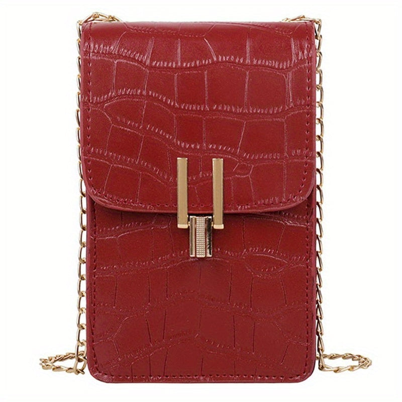 Crocodile Embossed Cell Phone Bag Mini Crossbody Purse