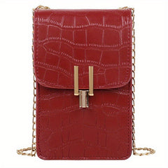 Crocodile Embossed Cell Phone Bag Mini Crossbody Purse