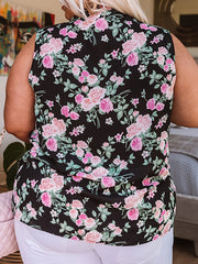 Plus Size Floral Print V-Neck Tank Top Women's Casual Tank Top