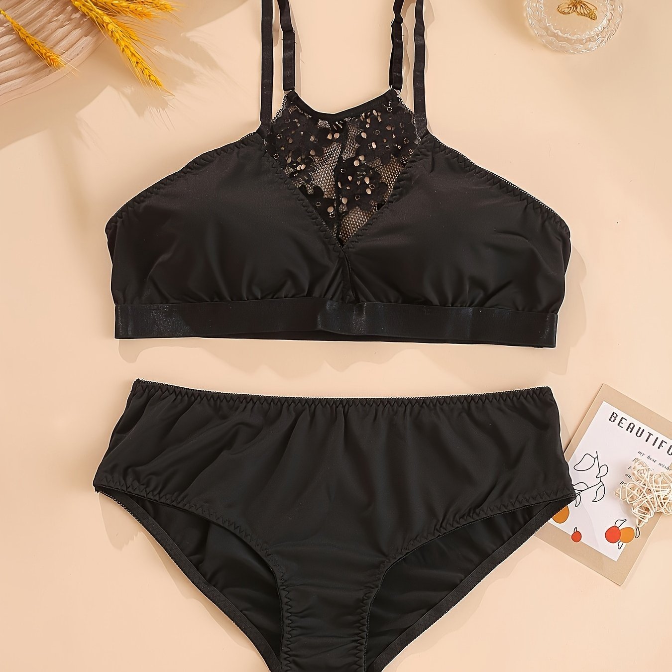  Lace Racer Back Bra & Panty Set