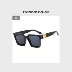 Square Frame Sunglasses Metal Temple Glasses UV400