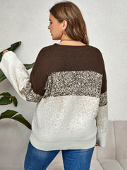  Colorblock Crew Neck Sweater Long Sleeve Pullover Jumper