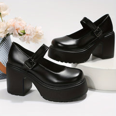 Women's Chunky Heeled Mary Jane Platform High Heels