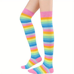 Colorful Striped Over The Knee Socks Women's Stockings