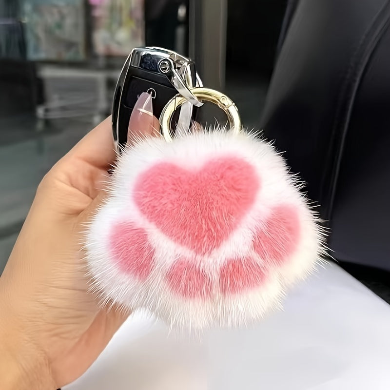 Cat Paw Plush Pendant Girl Heart Schoolbag Pendant