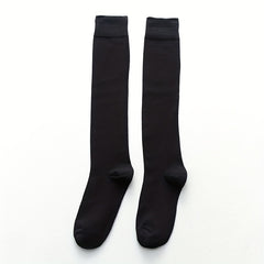 2 Pairs Striped Solid Calf Socks College Style Knee High Socks Women's Stockings