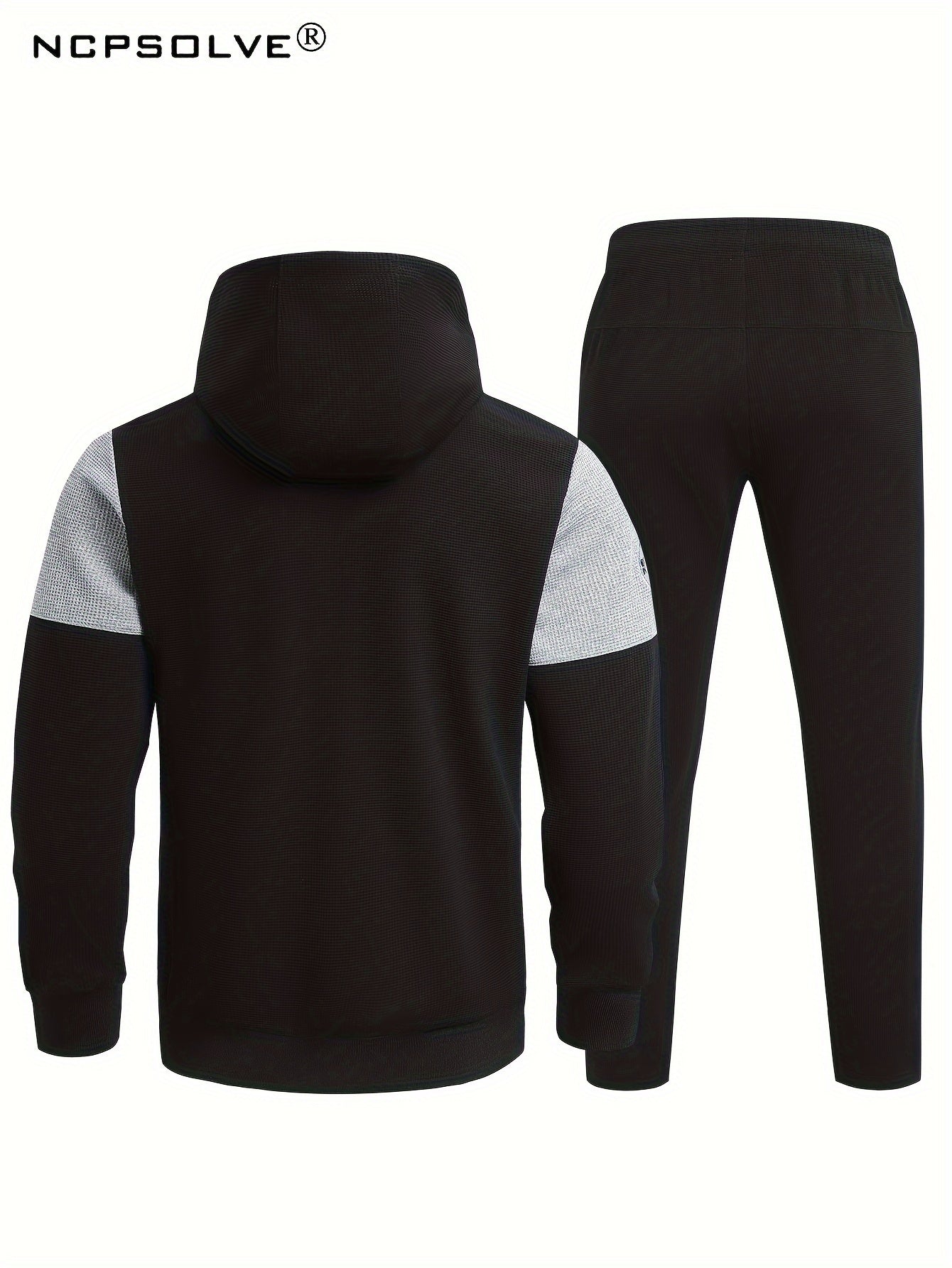 Men's 2 Piece Outfits Block Hooded Zipper Jacket And Sweatpants Set
