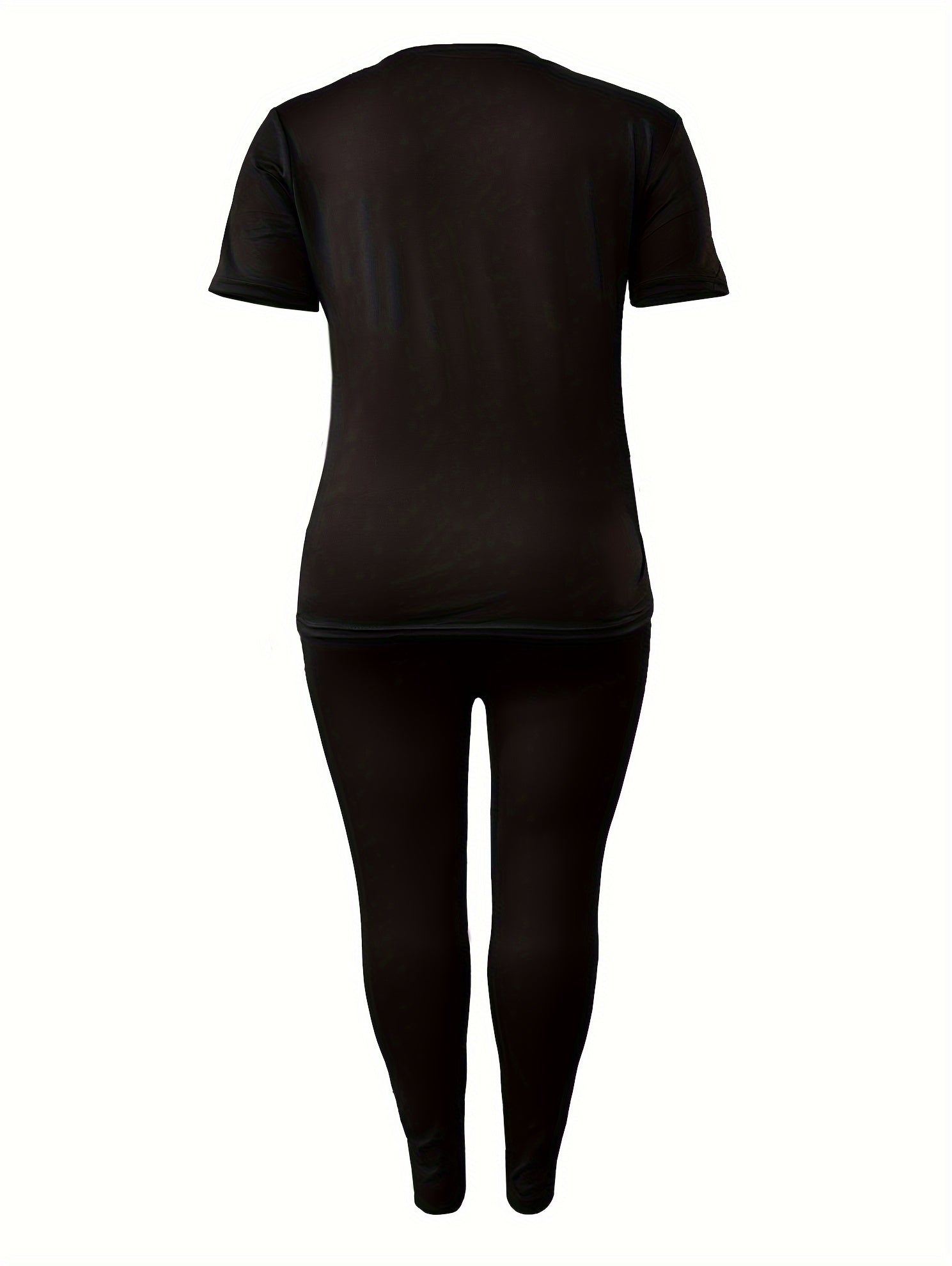 Women's Plus Letter Print Top & Legging Set