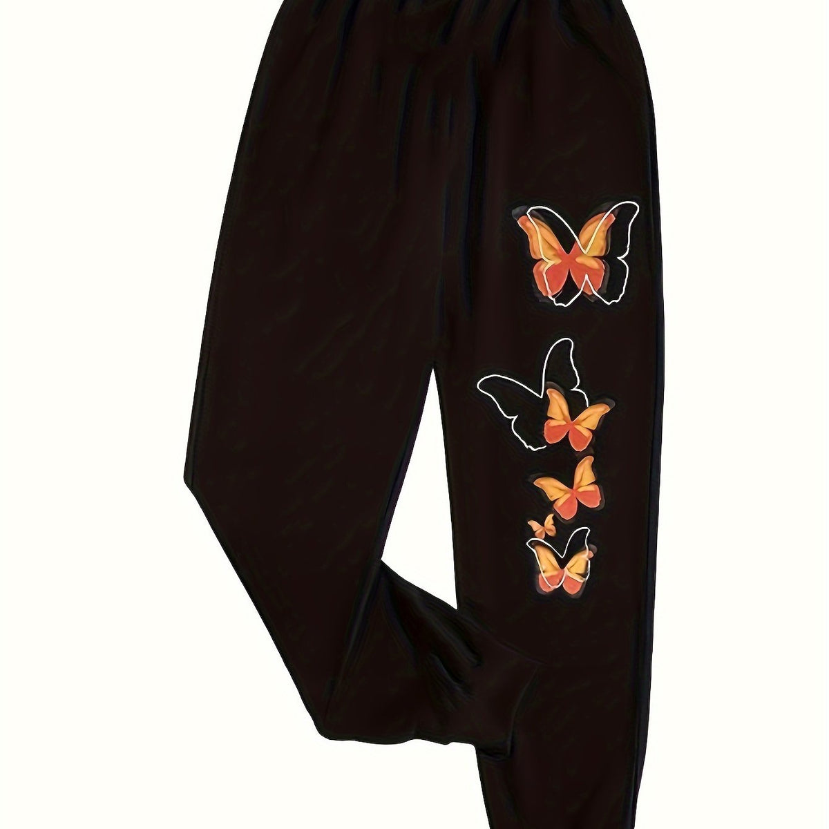  Butterfly Print Elastic Waist Joggers