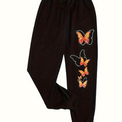  Butterfly Print Elastic Waist Joggers
