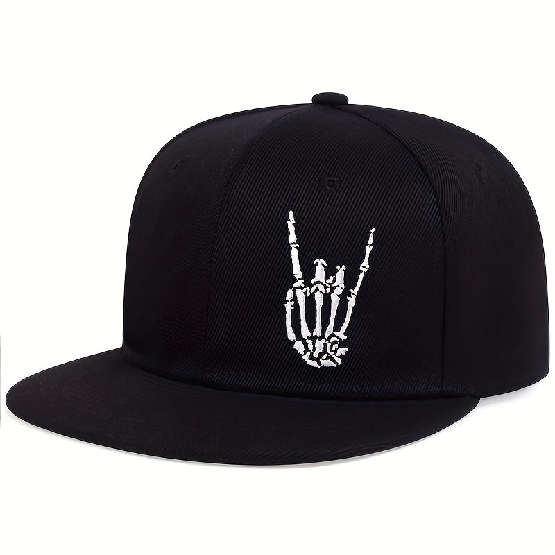 Skull Rose Print Snapback Hat Hip Hop Unisex Solid Couple Baseball Cap