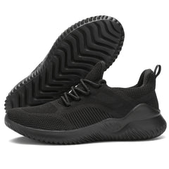 Men's Solid Running Shoes Breathable Woven Knit Sneakers