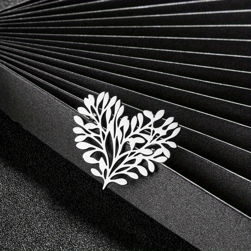 Titanium Steel Love Leaf Brooch Suit Jacket Pin