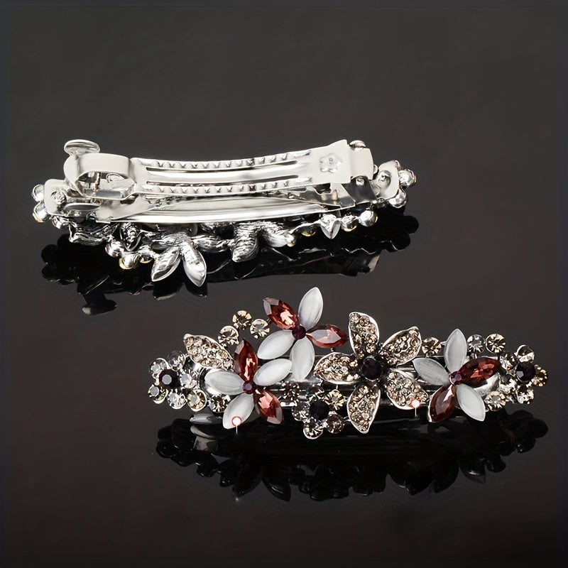 Rhinestone Flower Hair Clip French Barrette Hair Accessories