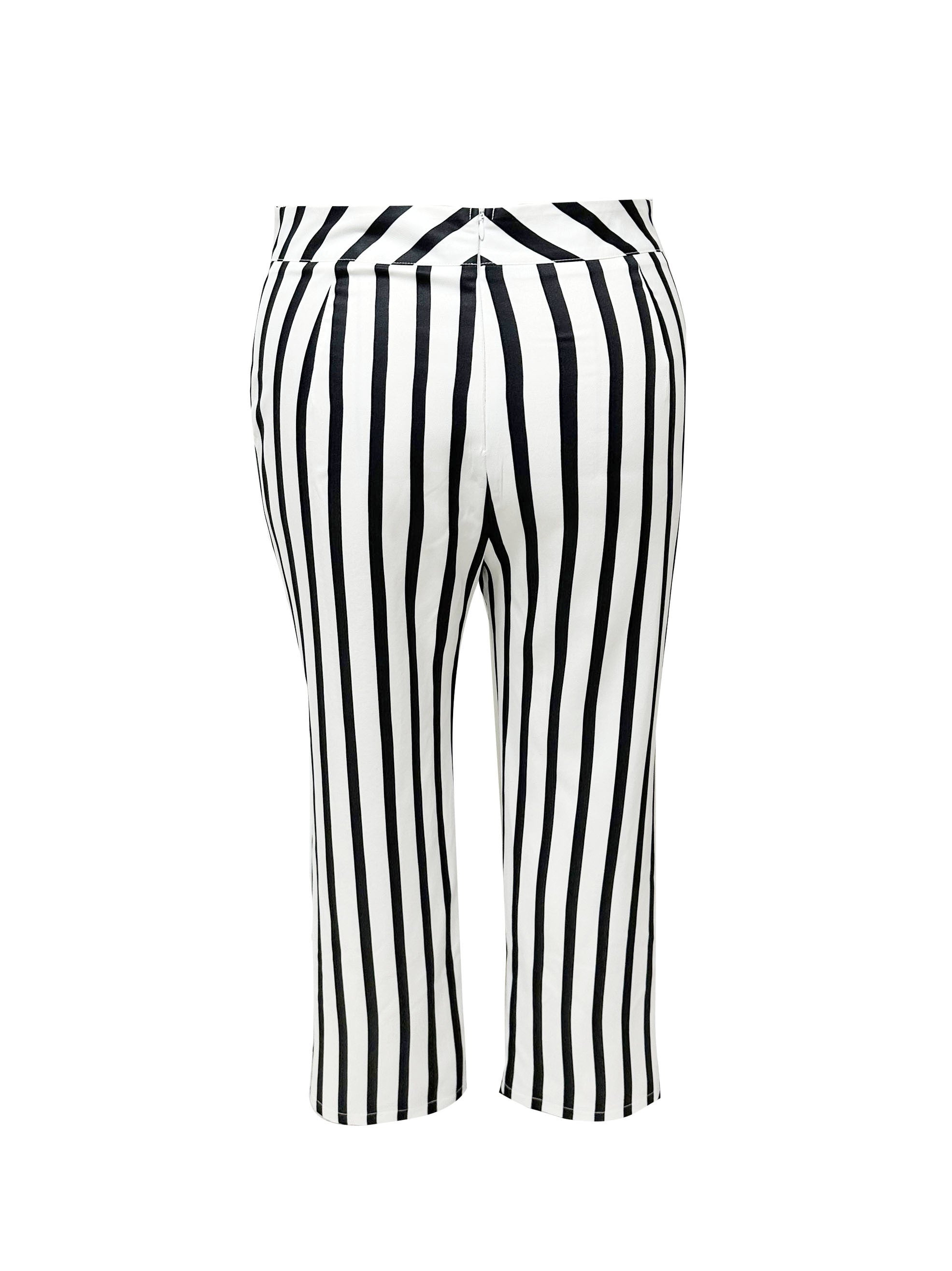  Stripe Print Blazer & Pants Suit Set