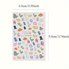 Cute Cartoon Nail Art Stickers Dinosaur Pig Dog Designs