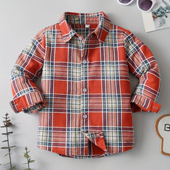 Boys Plaid Shirts Long Sleeve Button Down Tops Spring Fall Outwear