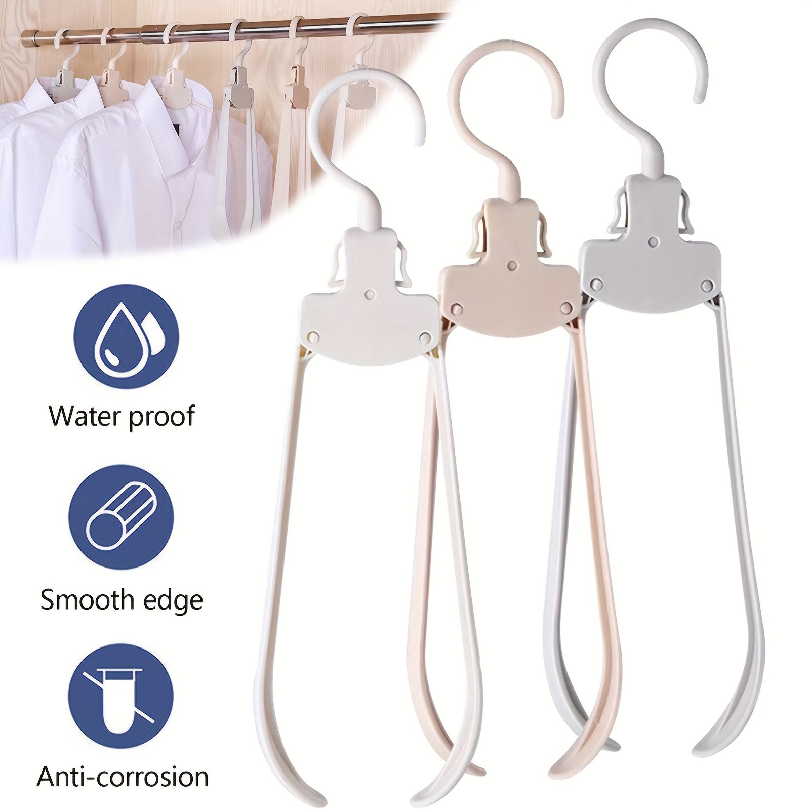 3pcs Non Slip Folding Hangers Travel Cloth Hanger Clothespin Towel Sock Organize