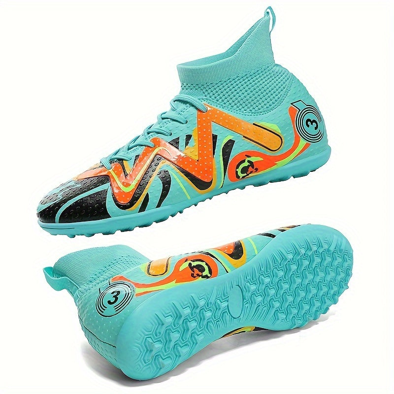 Boy's High Top Turf Football Boots TF Soccer Cleats