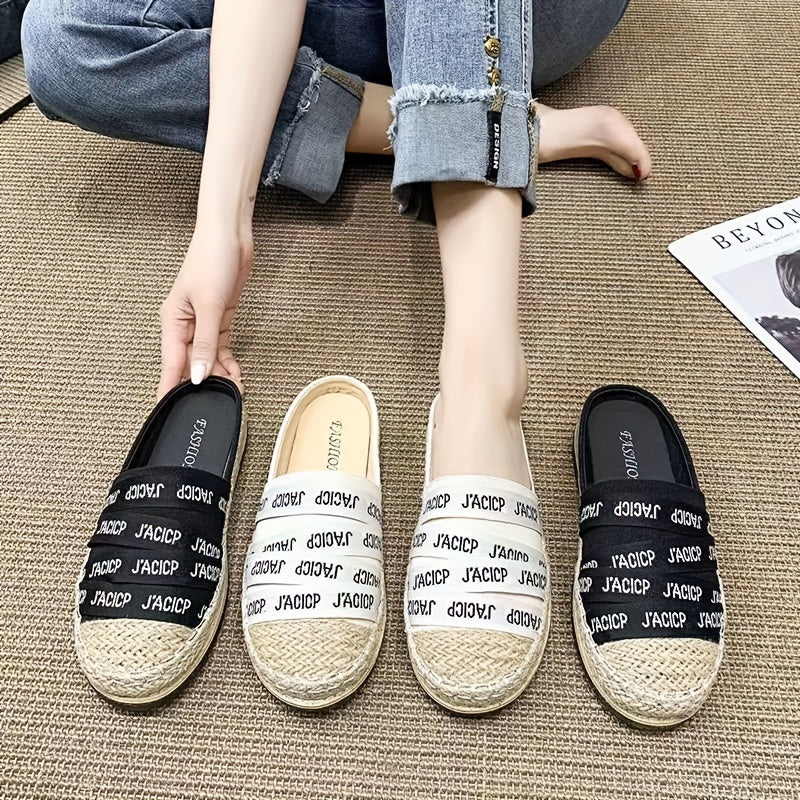 Women's Letter Pattern Sandals Slip On Round Toe Thick sole Espadrilles Shoes