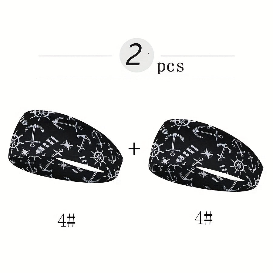 2pcs Men's Camo Print Sweatband for Gym Yoga & Running & Gray Camouflage