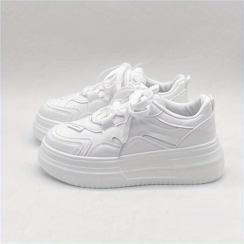 Women's Platform Skate Shoes Round Toe Lace Up Low Top Sneakers
