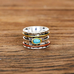Boho Style Turquoise Band Ring Vintage Finger Accessory for Women & Girls