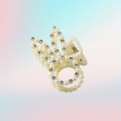 Faux Pearl Bunny Hair Claw Rhinestone Nonslip Hair Clip
