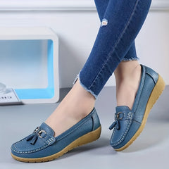 Women's Low Wedge Loafers Metal Decor Non Slip Shoes