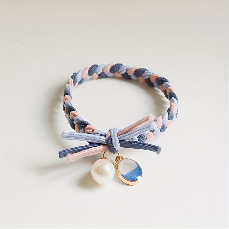 Faux Pearl Decor Hair Tie Braided Hair Ring Hair Rope High Elasticity