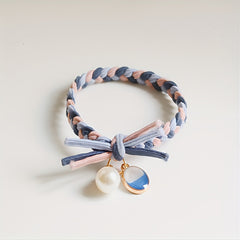 Faux Pearl Decor Hair Tie Braided Hair Ring Hair Rope High Elasticity