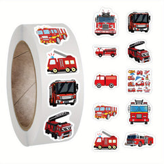 500pcs Fire Truck Stickers Roll Vinyl Waterproof Stickers For Party Decor