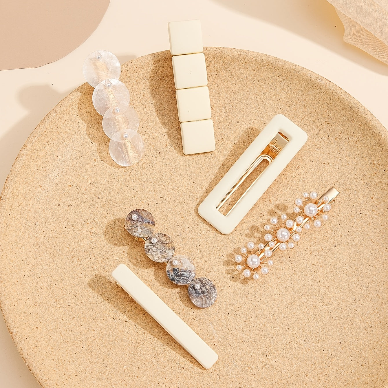 6pcs Pearl Square Hair Clip Metal Hairpin Barrette Party Prom Accessories