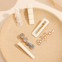 6pcs Pearl Square Hair Clip Metal Hairpin Barrette Party Prom Accessories