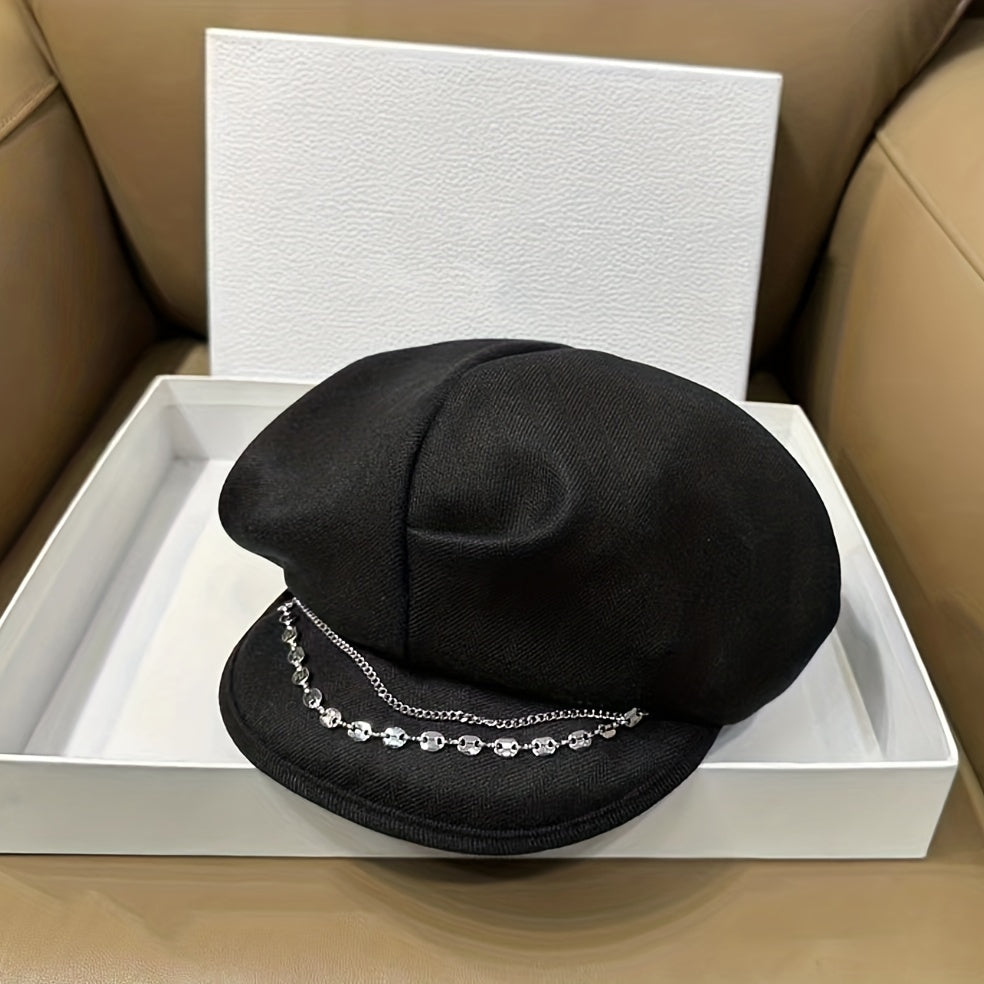 Vintage Solid Beret British Style Octagonal Hat Newsboy Hat