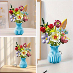 Botanical Collection DIY Flower Construction Set in Vase, 724pcs