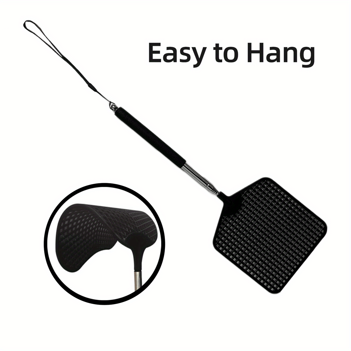 Heavy Duty Telescopic Fly Swatter Durable Plastic & Stainless Steel Handle